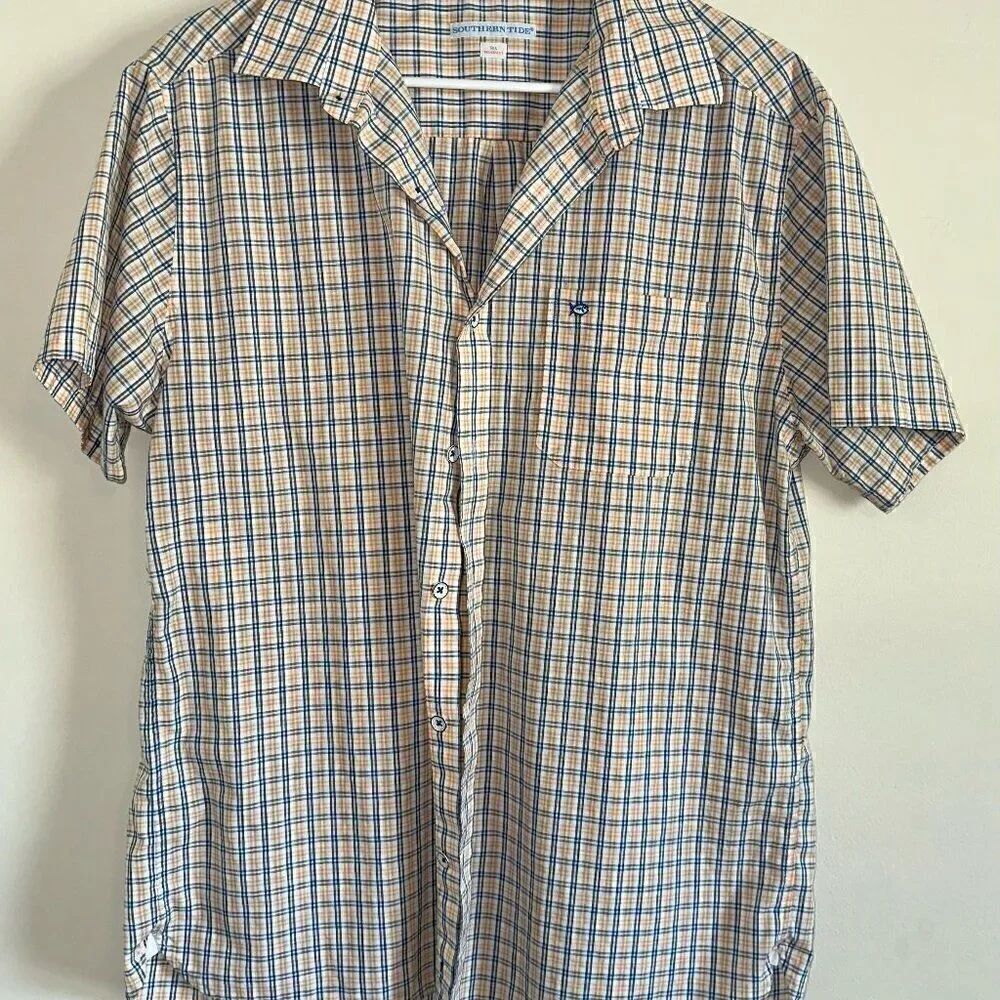 Southern Tide Short Sleeve Button Down Tailored Fit SIZE L